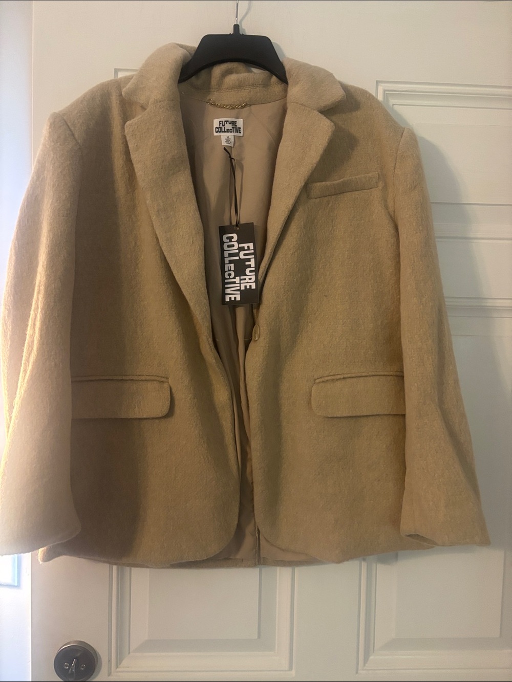 Future Collective Tan Wool-Blend Tailored Blazer